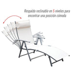 Outdoor and Garden-Outdoor Folding Chaise Lounge Chair, Adjustable Folding Reclining Lounger with 7-Position, Backrest & Pillow - Outdoor Style Company