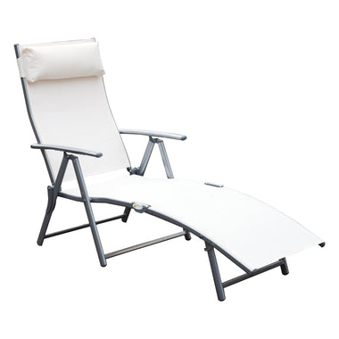 Outdoor and Garden-Outdoor Folding Chaise Lounge Chair, Adjustable Folding Reclining Lounger with 7-Position, Backrest & Pillow - Outdoor Style Company