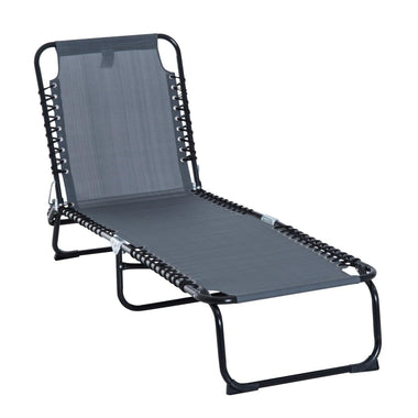 Outdoor and Garden-Outdoor Folding Chaise Lounge Chair Portable Lightweight Reclining Garden Sun Lounger with 4-Position Backrest for Patio, Deck, Grey - Outdoor Style Company