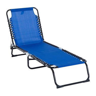 Outdoor and Garden-Outdoor Folding Patio Lounge Chair Portable Reclining Garden Sun Chaise Lounger with 4-Position Adjustable Backrest for Poolside, Dark Blue - Outdoor Style Company