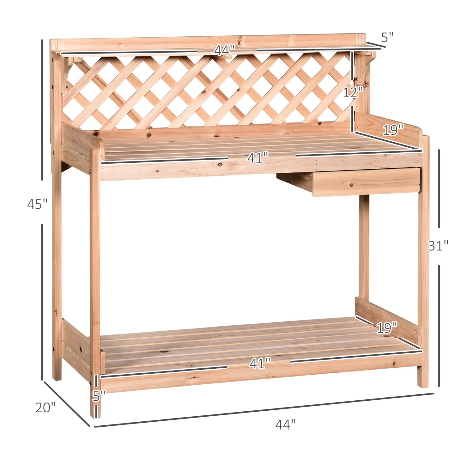 Outdoor and Garden-Outdoor Garden Potting Bench, Wooden Workstation Table With Drawers - Outdoor Style Company