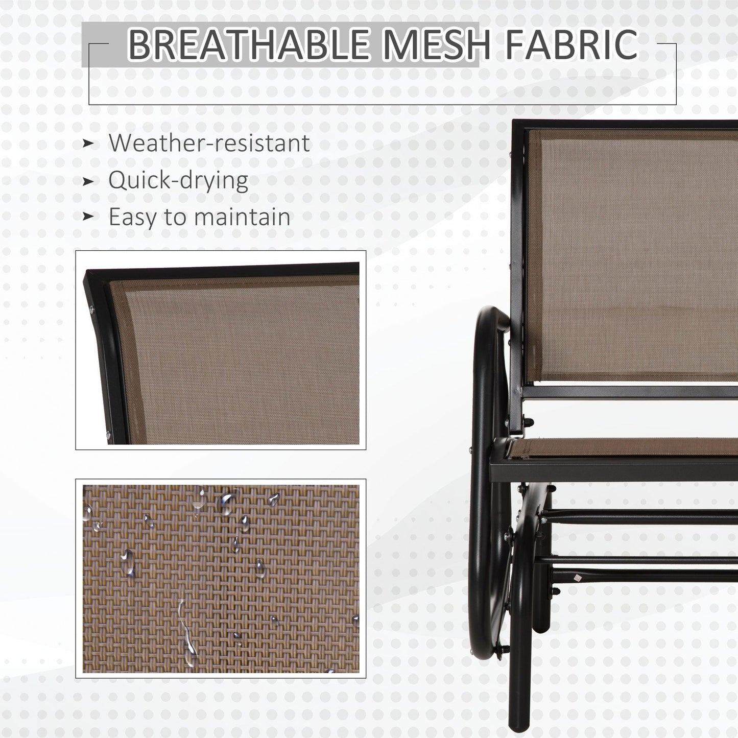 Outdoor and Garden-Outdoor Glider with Breathable Mesh Fabric, Curved Armrests and Steel Frame - Outdoor Style Company