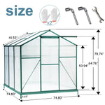 Greenhouses-Outdoor Green House Polycarbonate Walk-in Garden Greenhouse with Adjustable Roof Vent and Rain Gutter 6 x 6 x 6.8 FT - Outdoor Style Company