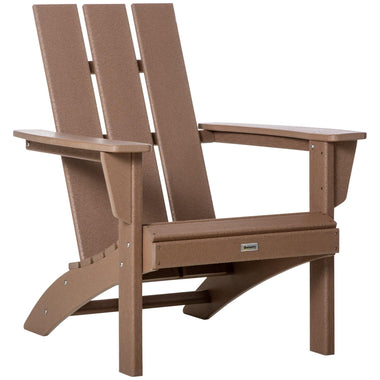 Outdoor and Garden-Outdoor HDPE Adirondack Chair, Plastic Deck Lounger with High Back and Wide Seat, Brown - Outdoor Style Company