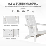 Outdoor and Garden-Outdoor HDPE Adirondack Chair, Plastic Deck Lounger with High Back and Wide Seat, White - Outdoor Style Company