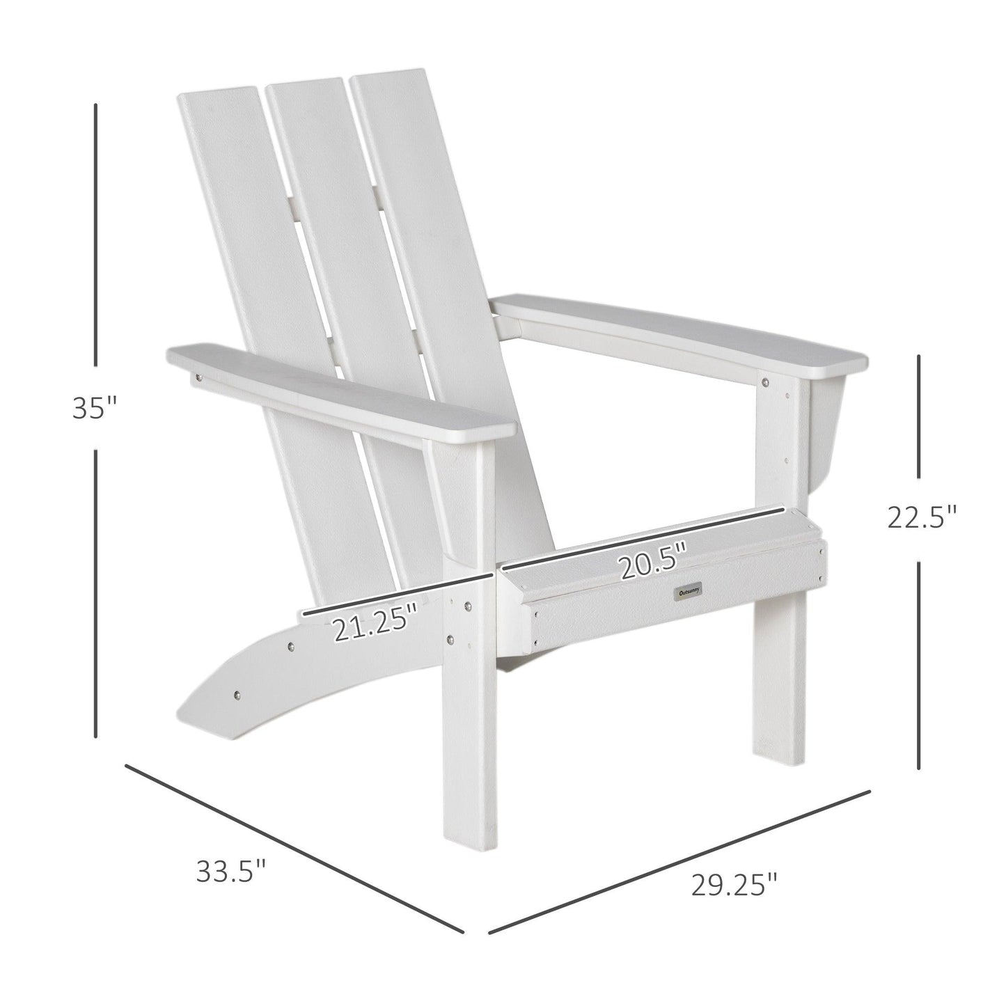 Outdoor and Garden-Outdoor HDPE Adirondack Chair, Plastic Deck Lounger with High Back and Wide Seat, White - Outdoor Style Company