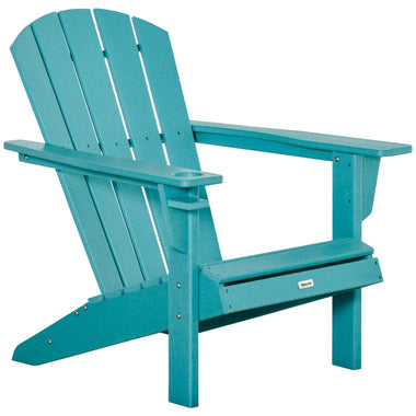 Outdoor and Garden-Outdoor HDPE Adirondack Deck Chair, Plastic Lounger with Cup Holder, High Back and Wide Seat, Turquoise - Outdoor Style Company