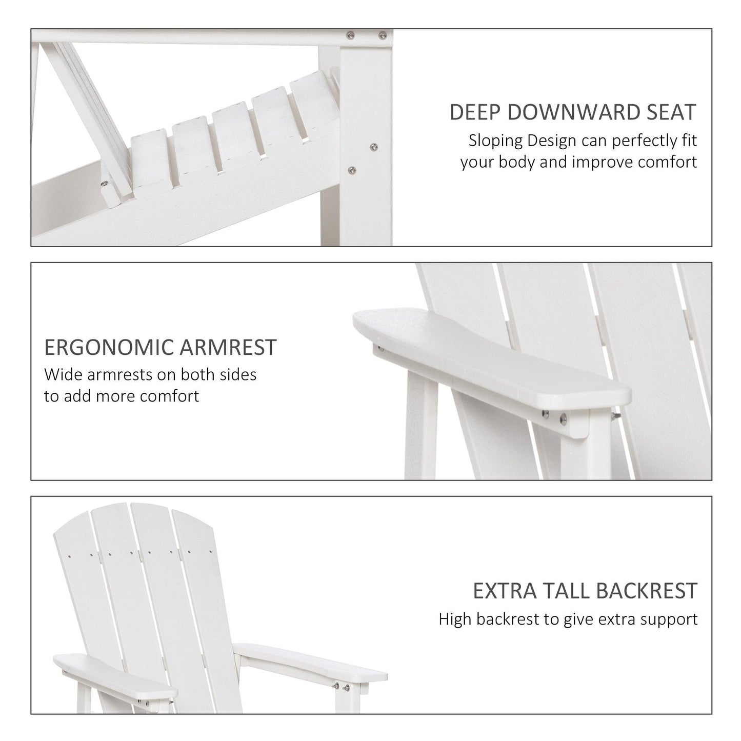 Outdoor and Garden-Outdoor HDPE Adirondack Deck Chair,Plastic Lounger with High Back and Wide Seat, White - Outdoor Style Company