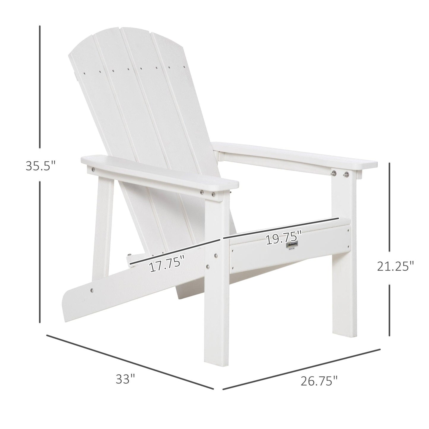 Outdoor and Garden-Outdoor HDPE Adirondack Deck Chair,Plastic Lounger with High Back and Wide Seat, White - Outdoor Style Company