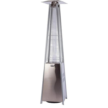 -Outdoor Heaters Outdoor Propane Heater Tower With Wheels - Stainless Steel Pyramid Flame Patio Heater - Outdoor Style Company