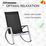 Outdoor and Garden-Outdoor Modern Front Porch Patio Rocking Sling Chair - Black / Silver - Outdoor Style Company