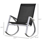 Outdoor and Garden-Outdoor Modern Front Porch Patio Rocking Sling Chair - Black / Silver - Outdoor Style Company