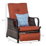 Outdoor and Garden-Outdoor Patio Recliner with All Hand-Woven Wicker, Adjustable Lounge Chair w/ Cushions, Rust-Resistant Metal Frame for Backyard, Red - Outdoor Style Company