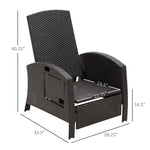 Outdoor and Garden-Outdoor Rattan Wicker Adjustable Recliner Lounge Chair with Drink Tray & Stylish Contemporary Design Coffee - Outdoor Style Company