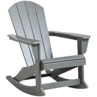 Outdoor and Garden-Outdoor Rocking Chair, HDPE Adirondack Style Rocker Chair for Porch, Garden, Patio, Light Gray - Outdoor Style Company