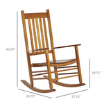 Outdoor and Garden-Outdoor Rocking Chair, Wooden Rustic High Back All Weather Rocker, Slatted for Indoor, Backyard & Patio, Natural - Outdoor Style Company