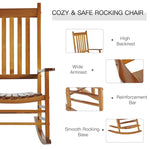 Outdoor and Garden-Outdoor Rocking Chair, Wooden Rustic High Back All Weather Rocker, Slatted for Indoor, Backyard & Patio, Natural - Outdoor Style Company