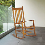 Outdoor and Garden-Outdoor Rocking Chair, Wooden Rustic High Back All Weather Rocker, Slatted for Indoor, Backyard & Patio, Natural - Outdoor Style Company