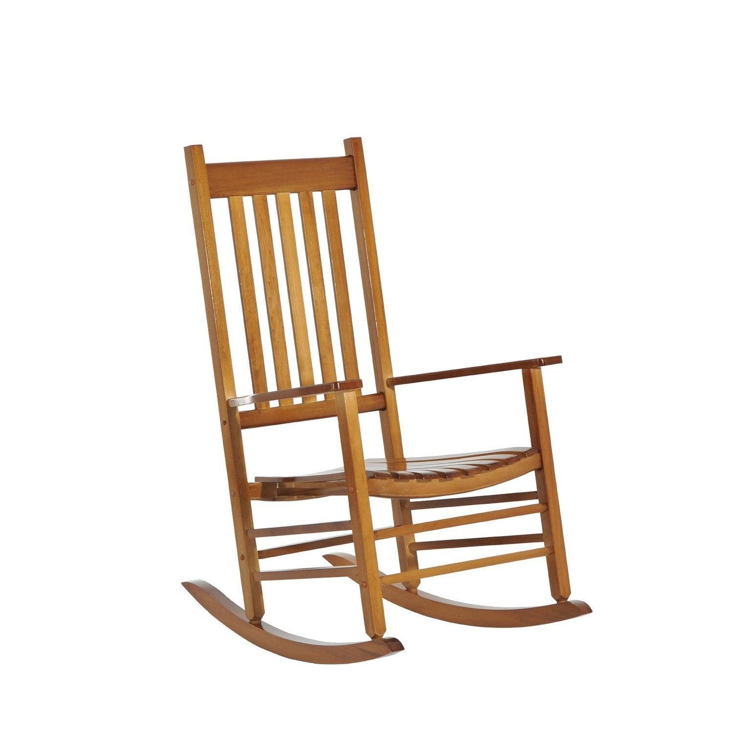Outdoor and Garden-Outdoor Rocking Chair, Wooden Rustic High Back All Weather Rocker, Slatted for Indoor, Backyard & Patio, Natural - Outdoor Style Company