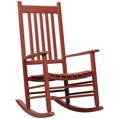 Outdoor and Garden-Outdoor Rocking Chair, Wooden Rustic High Back All Weather Rocker, Slatted for Indoor, Backyard & Patio, Wine Red - Outdoor Style Company
