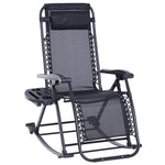 Outdoor and Garden-Outdoor Rocking Chairs Zero Gravity Rocking Chair w/ Removable Headrest, Side Tray, Cup & Phone Holder, Black - Outdoor Style Company