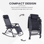 Outdoor and Garden-Outdoor Rocking Chairs Zero Gravity Rocking Chair w/ Removable Headrest, Side Tray, Cup & Phone Holder, Black - Outdoor Style Company