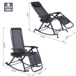 Outdoor and Garden-Outdoor Rocking Chairs Zero Gravity Rocking Chair w/ Removable Headrest, Side Tray, Cup & Phone Holder, Black - Outdoor Style Company