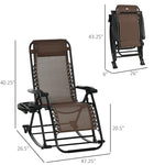 Outdoor and Garden-Outdoor Rocking Chairs Zero Gravity Rocking Chair w/ Removable Headrest, Side Tray, Cup & Phone Holder, Brown - Outdoor Style Company