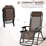 Outdoor and Garden-Outdoor Rocking Chairs Zero Gravity Rocking Chair w/ Removable Headrest, Side Tray, Cup & Phone Holder, Brown - Outdoor Style Company