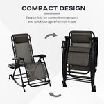 Outdoor and Garden-Outdoor Rocking Chairs Zero Gravity Rocking Chair w/ Removable Headrest, Side Tray, Cup & Phone Holder, Grey - Outdoor Style Company