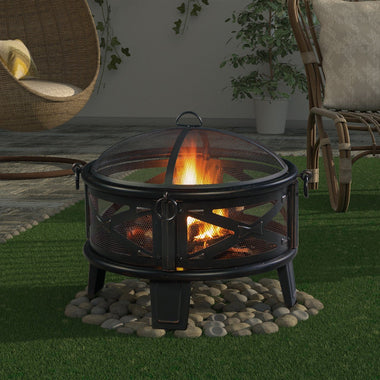 -Outdoor Round 22.83'' H x 26'' W Steel Wood Burning Firepit - Outdoor Style Company