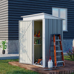 Outdoor and Garden-Outdoor Sheds Storage with floor, Small Steel Lean-to Shed with Adjustable Shelf, Lock & Gloves, 5'x3'x6', Gray - Outdoor Style Company