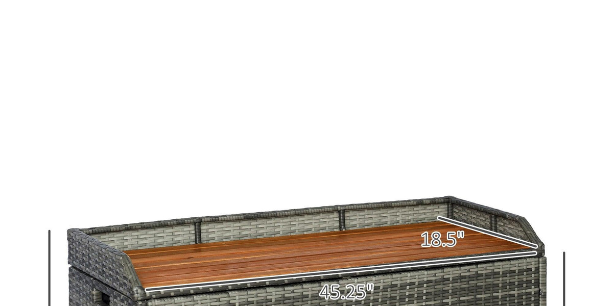 Benc R9000 Term Box Outdoor Storage Bench Wicker Deck Boxes with Wooden Seat, Gas Spring,
