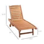 Outdoor and Garden-Outdoor Sun Lounger, Wooden Chaise Lounge Chair with 3-Position Backrest, Pull-Out Tray & Wheels, for Beach, Poolside and Patio - Outdoor Style Company