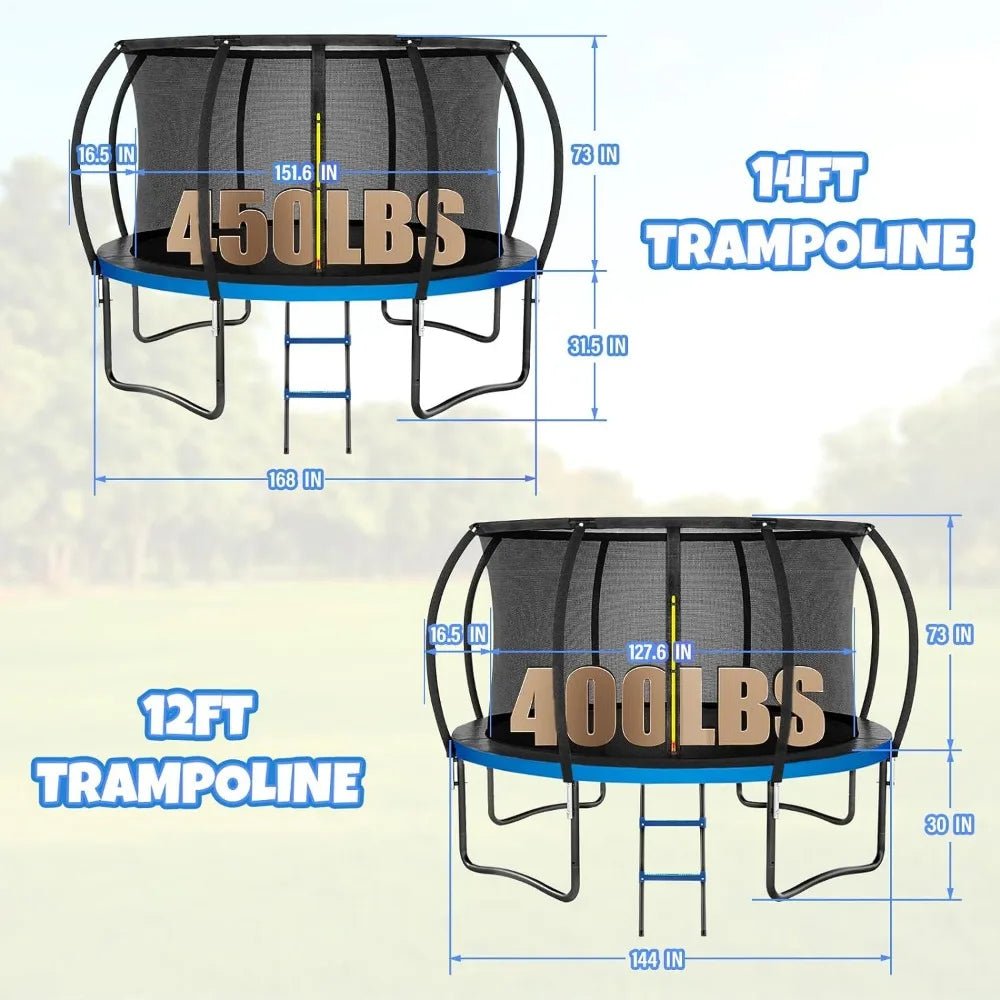 -Outdoor Trampolines for Kids and Adults, Recreational Trampoline with Enclosure Net & Ladder - Outdoor Style Company