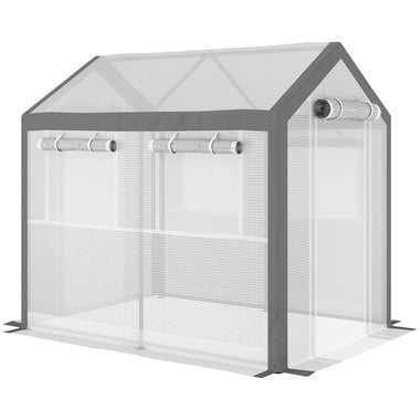 Outdoor and Garden-Outdoor Walk-In Tunnel Greenhouse with Roll-up Windows, 2 Zippered Doors, & Weather Cover, 8' L x 6' W x 7.4' H - Outdoor Style Company