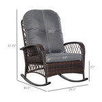 Outdoor and Garden-Outdoor Wicker Rocking Chair with Thickened Cushions, Patio Yard Furniture Club Rocker Chair for Garden, Gray - Outdoor Style Company