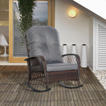 Outdoor and Garden-Outdoor Wicker Rocking Chair with Thickened Cushions, Patio Yard Furniture Club Rocker Chair for Garden, Gray - Outdoor Style Company