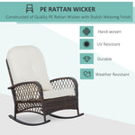 Outdoor and Garden-Outdoor Wicker Rocking Chair with Widen Seat, Thickened Cushion, Rattan Rocker with Steel Frame, High Weight Capacity for Patio, Cream White - Outdoor Style Company