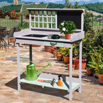 Outdoor and Garden-Outdoor Wooden Potting Bench Table with Removable Sink, Garden Work Station with Chalkboard, Drawer, Open Shelf Storage - Outdoor Style Company