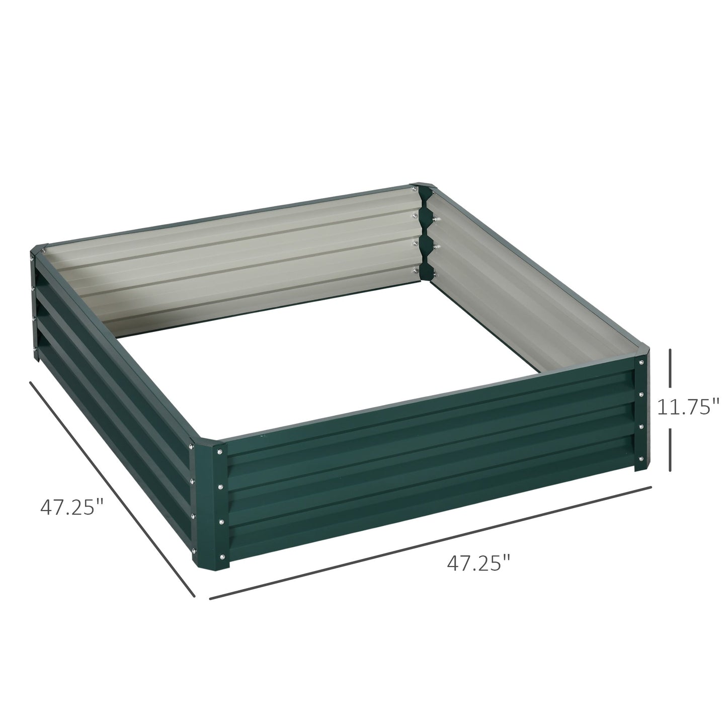 -Outsunny 4' x 4' x 1' Galvanized Raised Garden Bed, Planter Raised Bed with Steel Frame for Vegetables, Flowers, Plants and Herbs, Green - Outdoor Style Company
