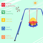 -Outsunny Toddler Metal Swing Set with High Back Seat Safety Harness A-Frame Stand for Backyard Playground Outdoor Playset Age 6-36 Months - Outdoor Style Company