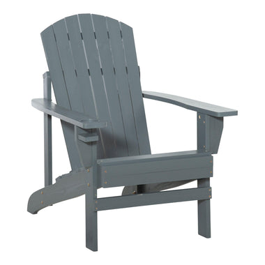 Outdoor and Garden-Oversized Adirondack Chair, Outdoor Fire Pit and Porch Seating, Classic Log Lounge w/ Built-in Cupholder for Patio, Backyard, Dark Grey - Outdoor Style Company