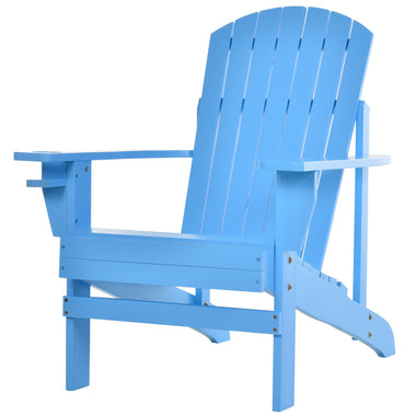 Outdoor and Garden-Oversized Adirondack Chair, Outdoor Fire Pit and Porch Seating, Classic Log Lounge w/ Built-in Cupholder for Patio, Lawn, Deck, Blue - Outdoor Style Company