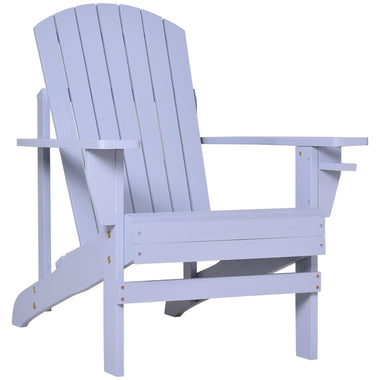 Outdoor and Garden-Oversized Adirondack Chair, Outdoor Fire Pit and Porch Seating, Classic Log Lounge w/ Built-in Cupholder for Patio, Lawn, Grey - Outdoor Style Company