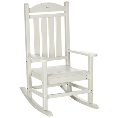 Outdoor and Garden-Oversized Patio Rocking Chair with High Back & Armrests for Adults, All Weather-Resistant Porch Rocker or Indoor & Outdoor, White - Outdoor Style Company