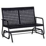 Outdoor and Garden-Patio 2-Person Wicker Glider Bench Rocking Chair, All-Hand Woven PE Rattan Cushioned Loveseat w/ Ergonomic Design Rocking System, Black - Outdoor Style Company