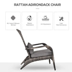 Outdoor and Garden-Patio Adirondack Chair with All-Weather Rattan Wicker, Soft Cushions, Tall Curved Backrest for Deck or Garden, Grey - Outdoor Style Company