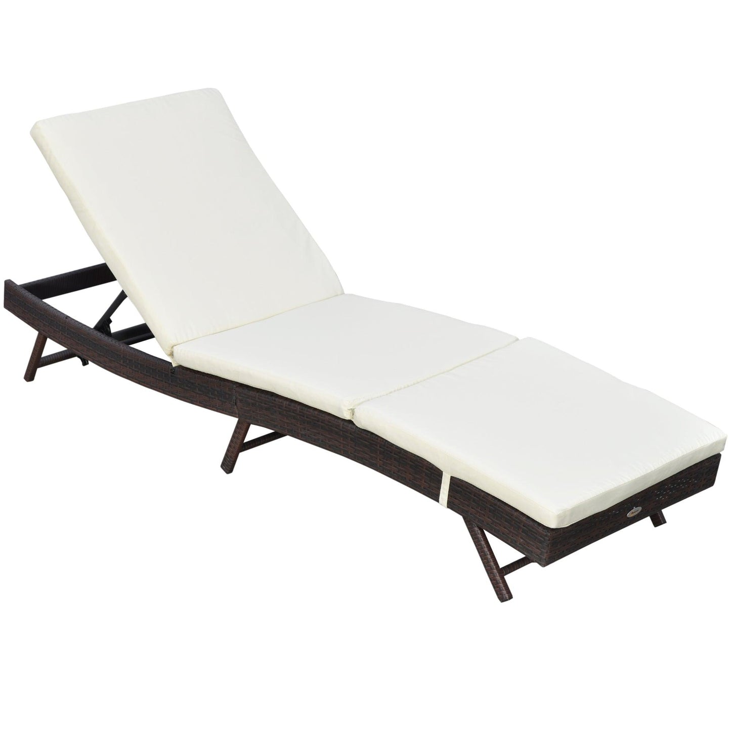 Outdoor and Garden-Patio Chaise Lounge, Pool Chair with 5 Position Adjustable Backrest & Cushion, Outdoor PE Rattan Wicker Sun Tanning Seat, White - Outdoor Style Company