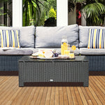 Outdoor and Garden-Patio Coffee Table, Large Side Table, Hand-Woven PE Rattan, Weather Resistant Wicker, Outdoor Furniture for Garden Black - Outdoor Style Company